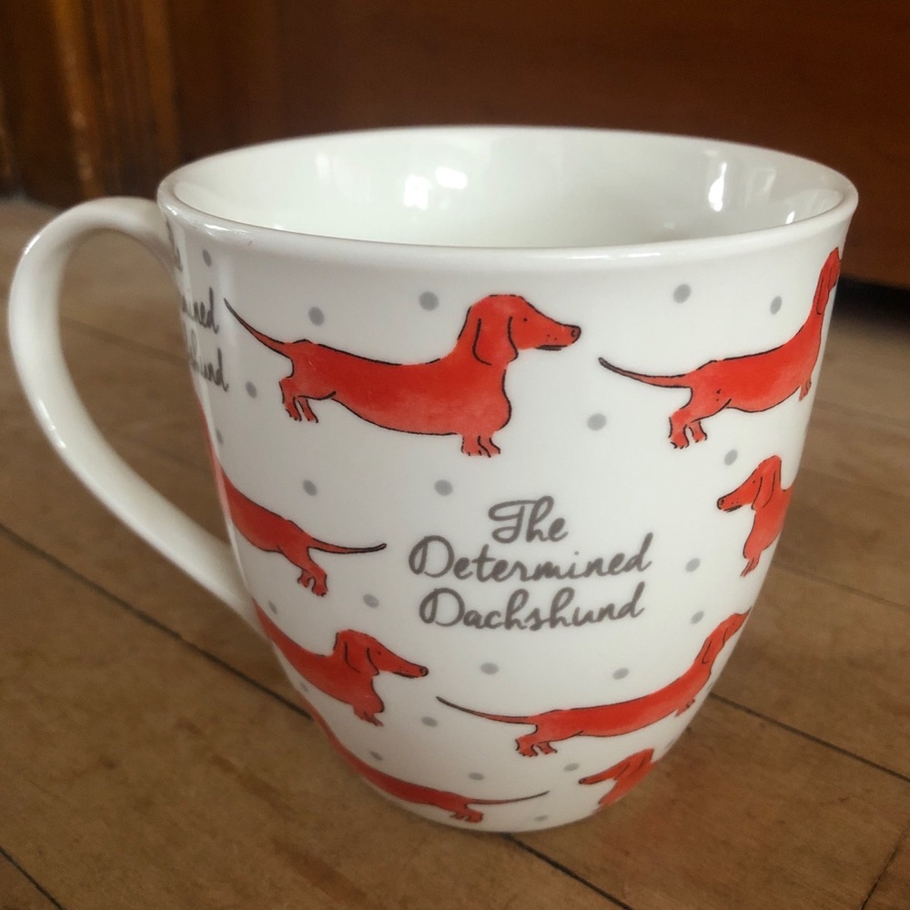 The Determined Dachshund Large Mug Milly Green Designed in Britain White Red